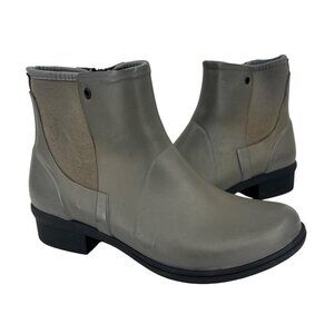 Bogs Auburn Rubber Ankle Boots Size 8 Gray Waterproof Side Zip Neo-Tech 3MM